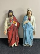 Two large fibreglass figures of Jesus and Mary