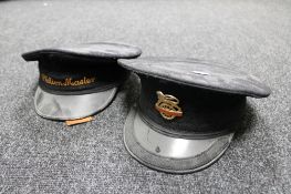 A British Rail station master's cap with stitched lettering together with a British Rail