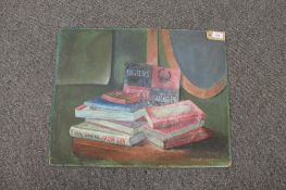 George Patterson: Still life with books, oil on board, signed, dated '64, 49cm by 61cm, unframed.