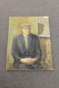 George Patterson: Self portrait in flatcap, oil on canvas, signed, dated '89, 75cm by 57cm,