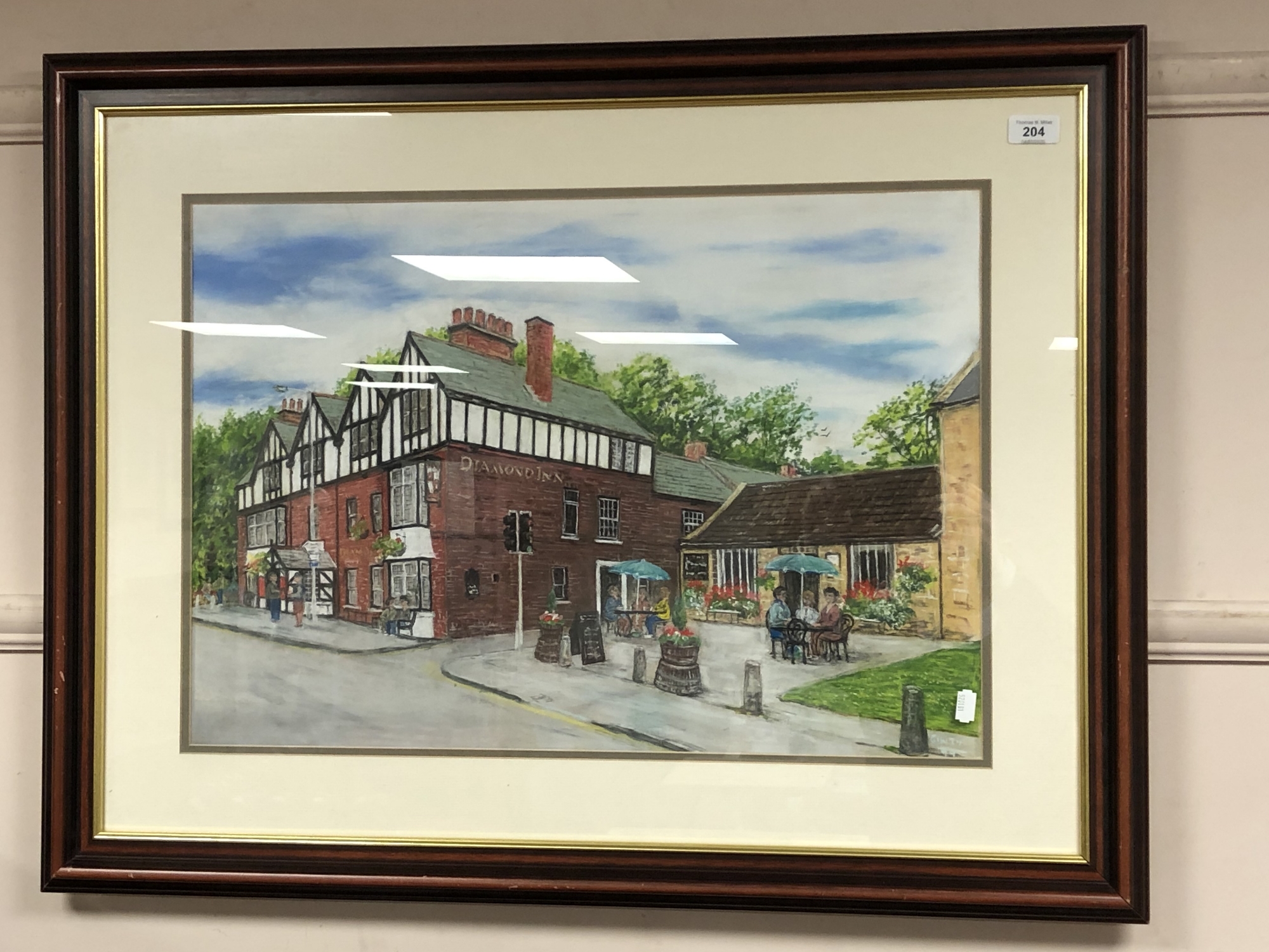 Ginty Bewick: The Diamond Inn, Ponteland, colour chalks, signed, dated '99, 43cm by 63cm.