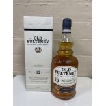 A boxed bottle of Old Pulteney single malt Scotch whisky aged 12 years,