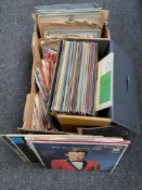 A box containing vinyl to include case of LP's easy listing, country, compilations,