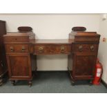 A Regency mahogany Scottish twin pedestal sideboard, 184 cm.