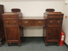 A Regency mahogany Scottish twin pedestal sideboard, 184 cm.