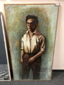 George Patterson: Full length self portrait with brush, oil on board, signed, dated '69,