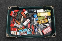 A box of mid 20th century and later die cast vehicles to include Matchbox,
