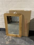 An Oak Furniture Land natural solid oak wall mirror with box,