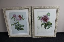 A pair of large framed French prints of roses