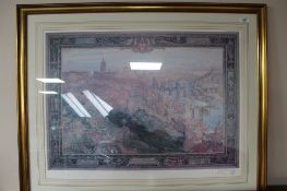 A gilt framed signed limited edition topographical print - Newcastle upon Tyne