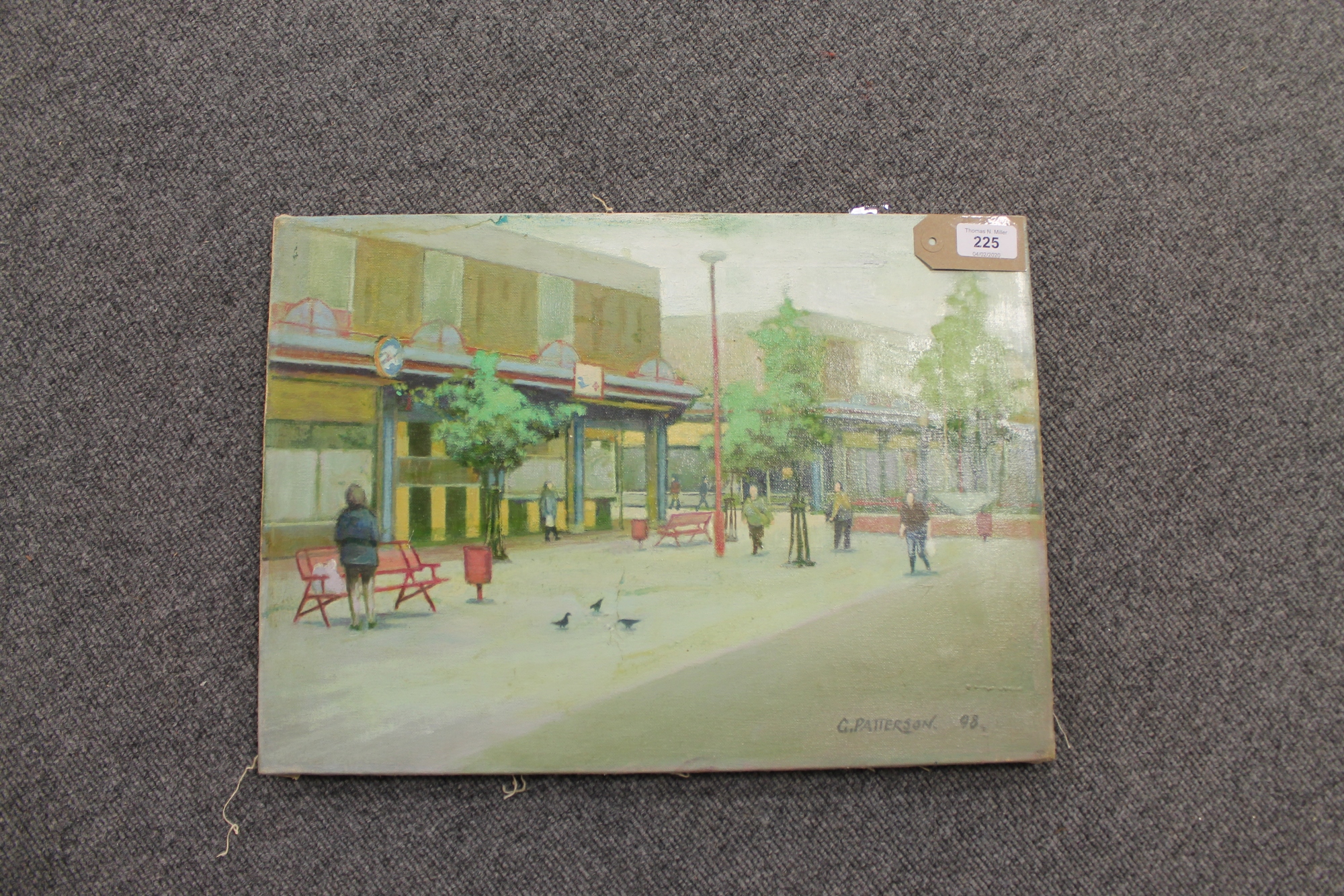 George Patterson: Jarrow Shopping Precinct, oil on canvas, signed, dated '98, 33cm by 46cm,