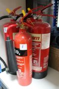 Four fire extinguishers