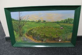 A framed oil on board by Culbreth depicting a figure on a horse drawn cart