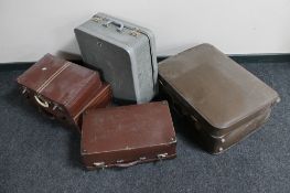 Five vintage luggage cases