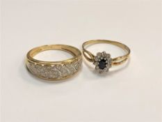 Two 9ct gold dress rings. 4.2g.
