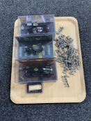 A tray containing miniature lead military figures,