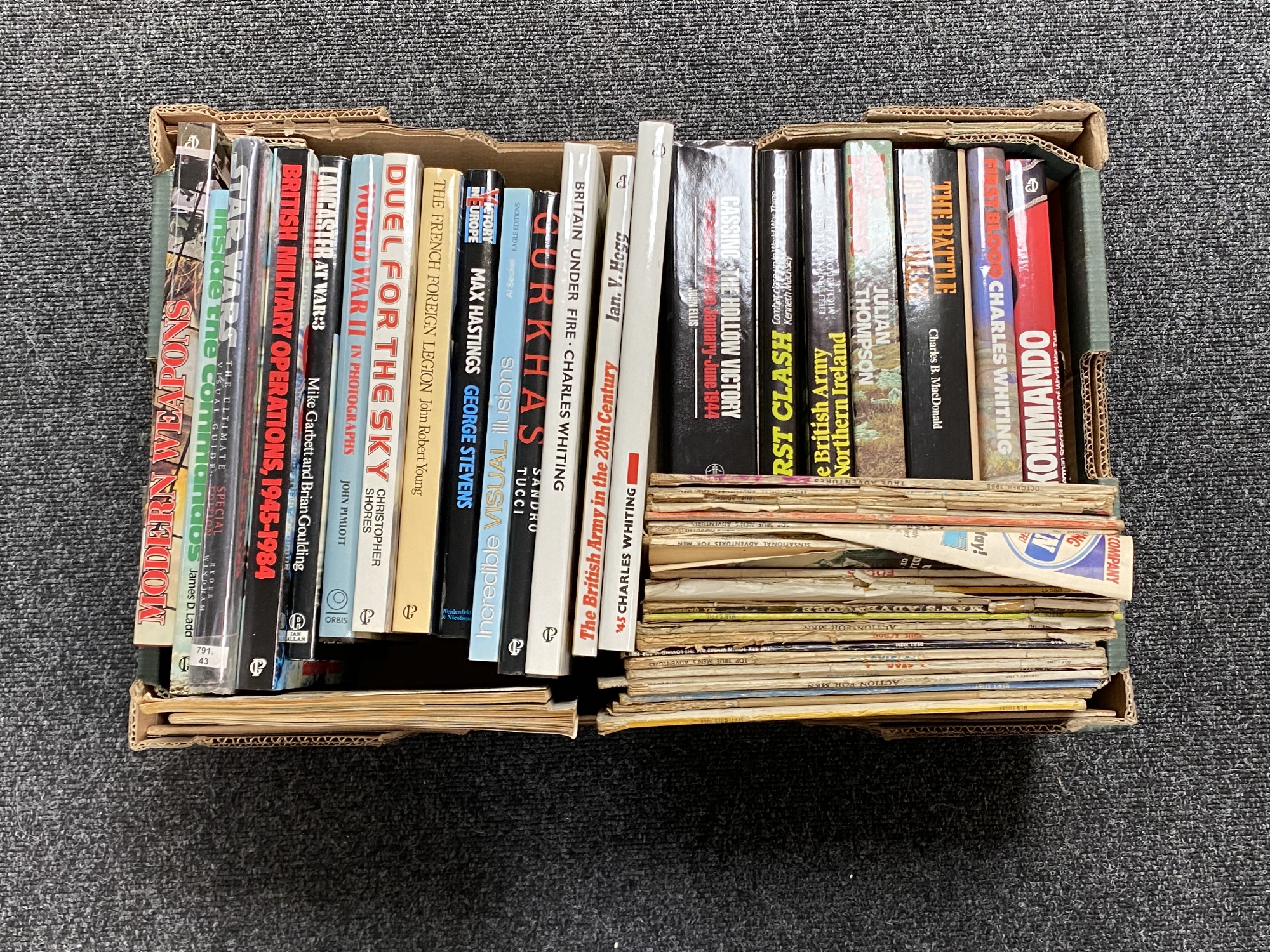 A box of mid 20th century war magazines, Action Illustrated, All Man,