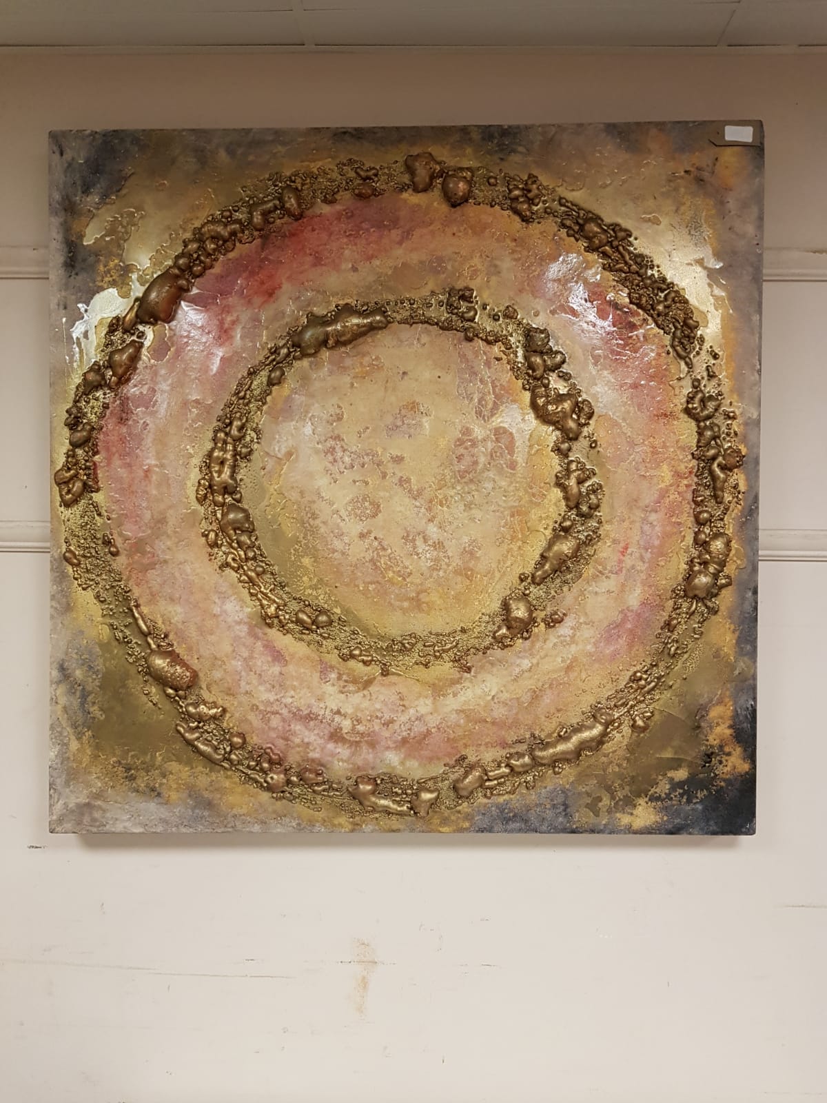 Derek Collins : Circle With Inner Circle, mixed media on canvas, signed on top side as normal,