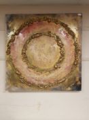 Derek Collins : Circle With Inner Circle, mixed media on canvas, signed on top side as normal,