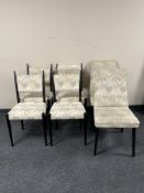 Set of four ebonised G-Plan Librenza dining chairs and a further pair of ebonised dining chairs.