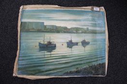 George Patterson : Three fishing boats on the Tyne, oil on canvas, signed, dated '90, 46 cm x 60 cm,