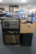 A Ferguson stereo hifi system in case with speakers together with a large quantity of LP's,