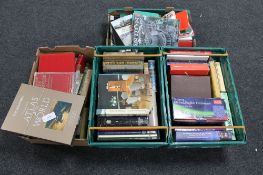 Four boxes of antique and later books to include novels, reference,