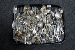 A tray of plated flatware
