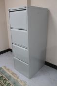 A Bisley four drawer metal filing cabinet.