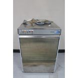 A stainless steel Slass EQ Duo 750 commercial glass washer.