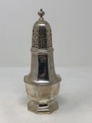 A fine quality large silver sugar castor, 301g, height 21cm.