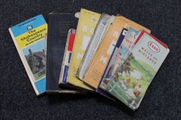 A box of a small quantity of vintage road maps