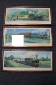 Three framed locomotive prints after C.