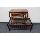 A nest of two Italian style tables and glass top coffee table.