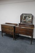 A late Victorian mahogany three drawer chest and dressing chest.
