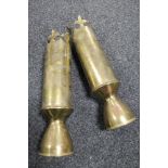 Two early 20th century brass trench art shells