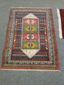 A Caucasian rug of geometric design,