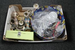 A box of plated wares and large box of costume jewellery