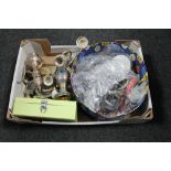 A box of plated wares and large box of costume jewellery