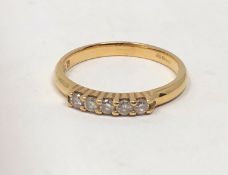 An 18ct gold five stone diamond ring CONDITION REPORT: Ring size N