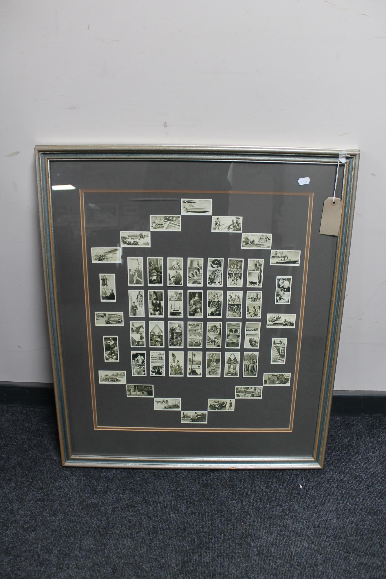 A framed set of Mitchell's cigarette cards, Events from 1837 to 1937.