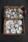 Two boxes of Japanese china and egg shell tea services