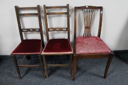 A pair of Edwardian bedroom chairs and a dining chair.