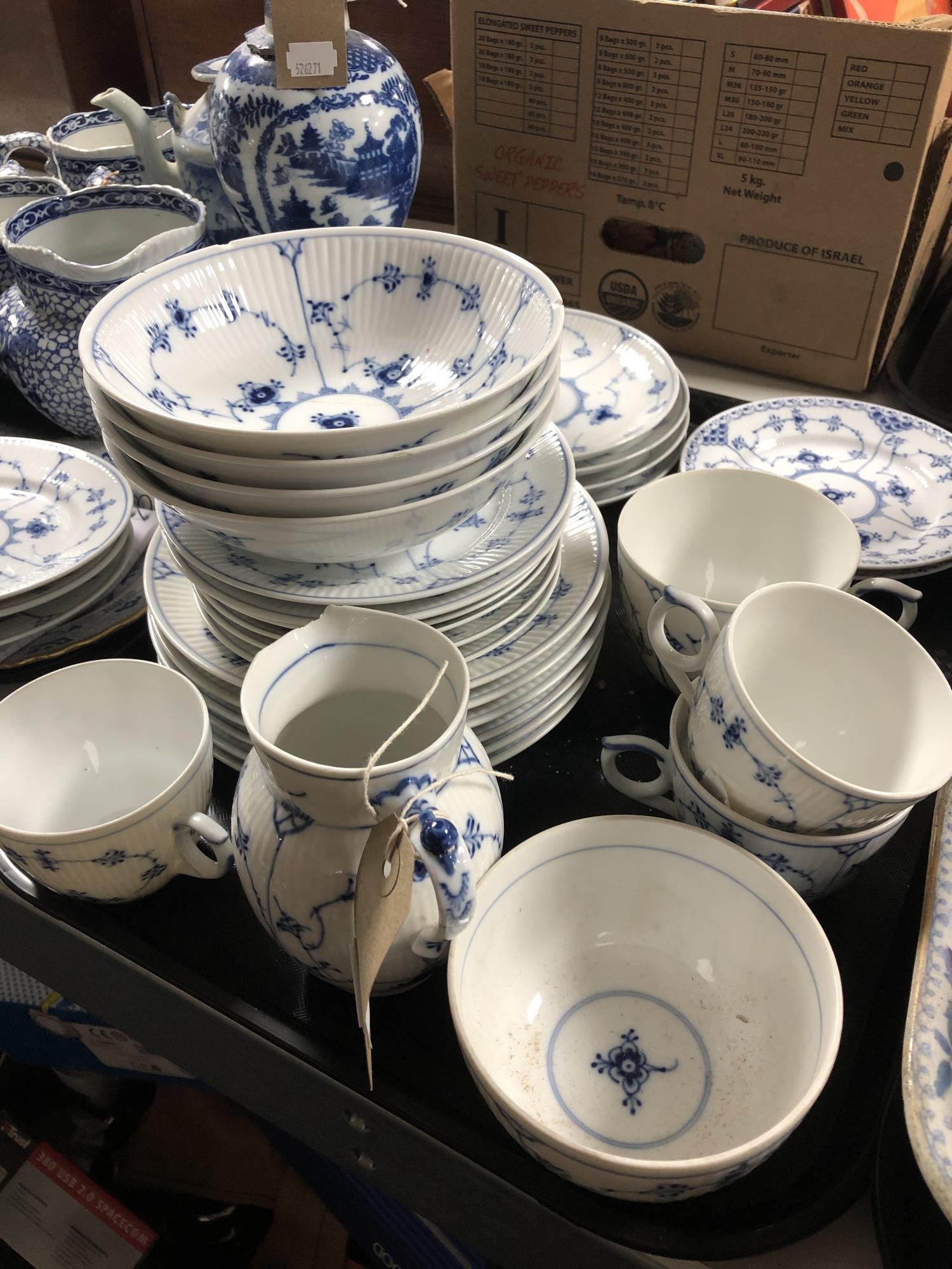 A tray of Royal Copenhagen blue and white tea china CONDITION REPORT: Comprising: - Image 4 of 4