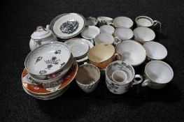 A tray of antique English tea china to include a Royal Worcester bone china tea pot
