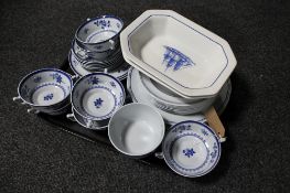 A tray of fourteen pieces of Spode table ware tea service Gloucester Blue,