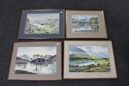 Four late 20th century framed watercolours, rural lake scenes, signed R. Maddison.