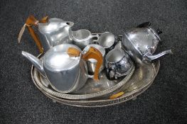 A four piece Picquot ware tea service,