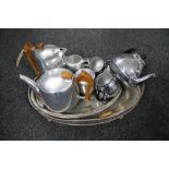 A four piece Picquot ware tea service,