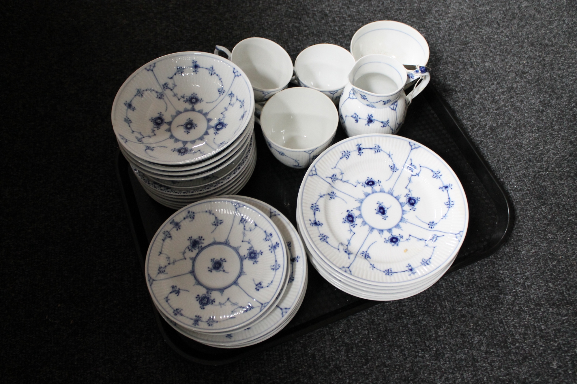 A tray of Royal Copenhagen blue and white tea china CONDITION REPORT: Comprising: